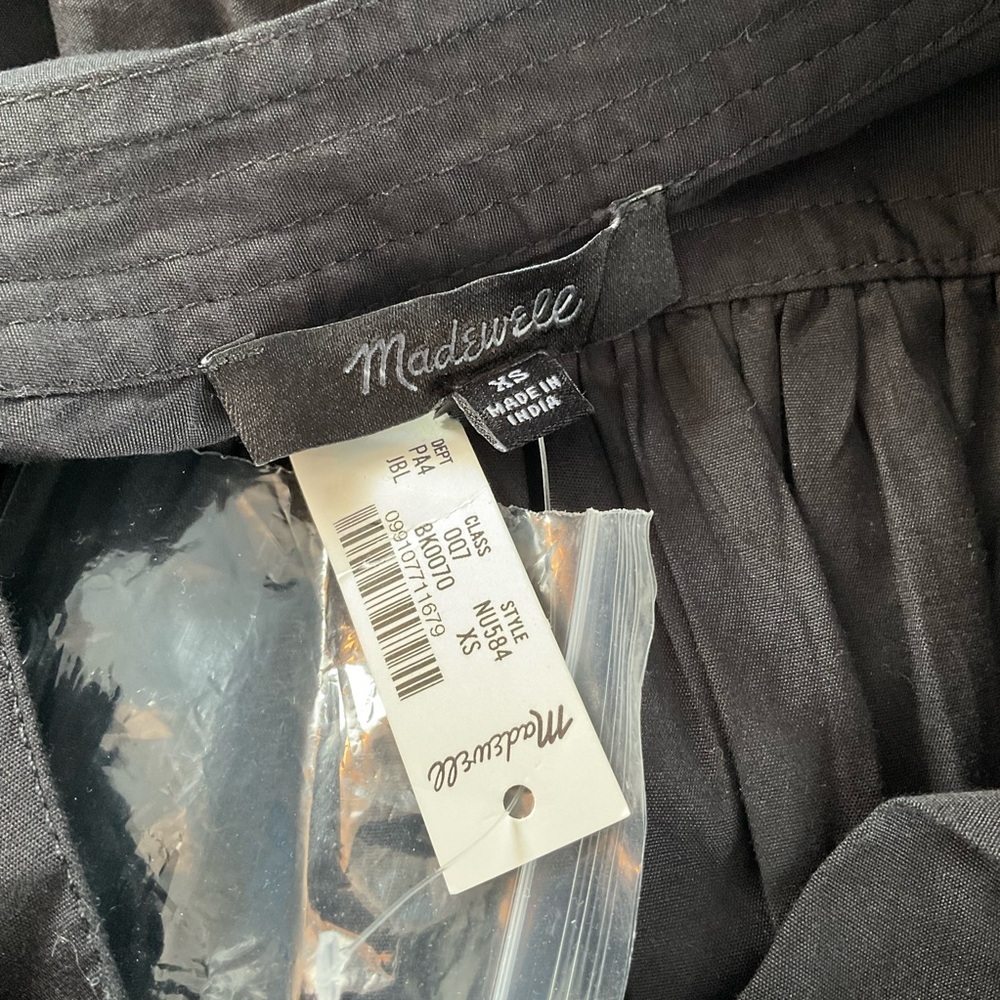 Madewell Flutter Sleeve Button-Front Mini Dress in Poplin Jet Black Size XS NWT - Picture 11 of 12